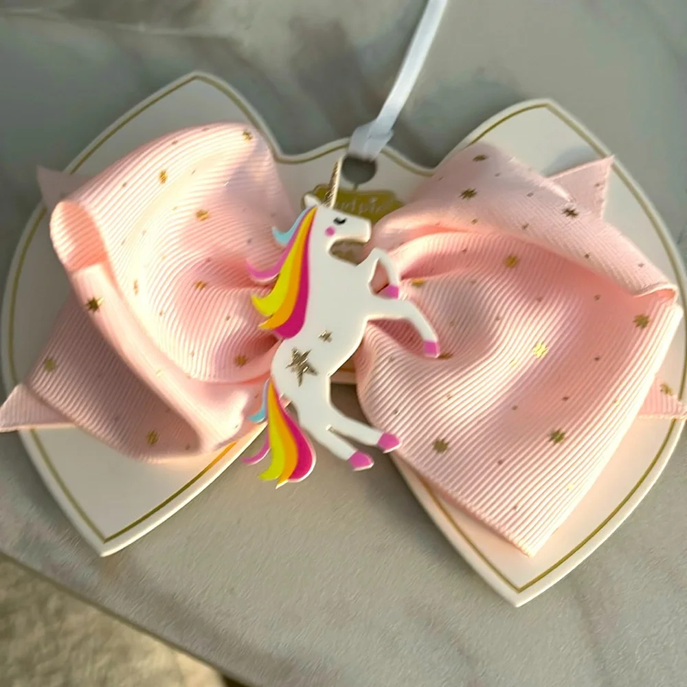Mud Pie Pink unicorn bow NEW